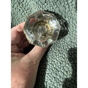 Antique Octagonal Glass Doorknob 8 Point‎ Starburst Beaded Brass Shank Vintage